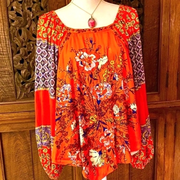 πΊπHPππΊ NWT Free People Positano Floral Print Blouse - Picture 9 of 16